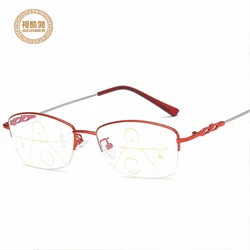 Ultralight Elegant Progressive Multifocal Reading Glasses Women Smart Zoom Elderly Eyewear Anti-blue Presbyopic Glasses
