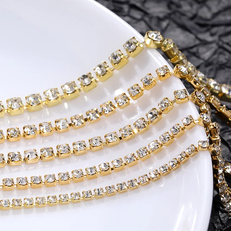 Small Size Crystal Rhinestone Chains Shiny Flatback Cup Chains Strass Sets SS6 SS8 DIY Crafts For Jewelry Making Accessories