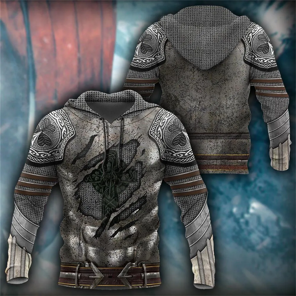 Irish Armor Knight Warrior Chainmail printed 3d hoodies Sweatshirt zipper hoodies women For men Pullover Cosplay costumes