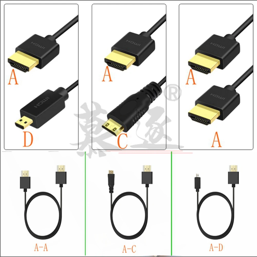 Cable de HDTV-2.0 macho a Micro Mini HDTV, Cable corto Delgado compatible con 2k, 4k, Hd @ 60hz, ligero, portátil, 30cm, 60cm, OD, 3,0mm