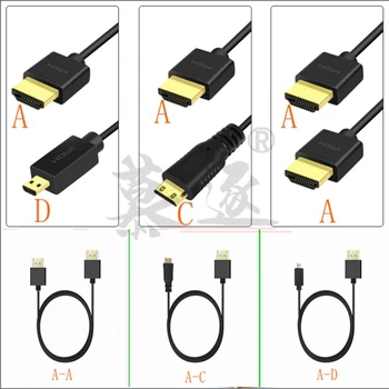 Cable ultradelgado fino hdmicable macho a Mini Micro compatible con HDTV macho súper suave fino OD 3,0 2k * 4k hd @ 60hz 30cm/60cm/1m