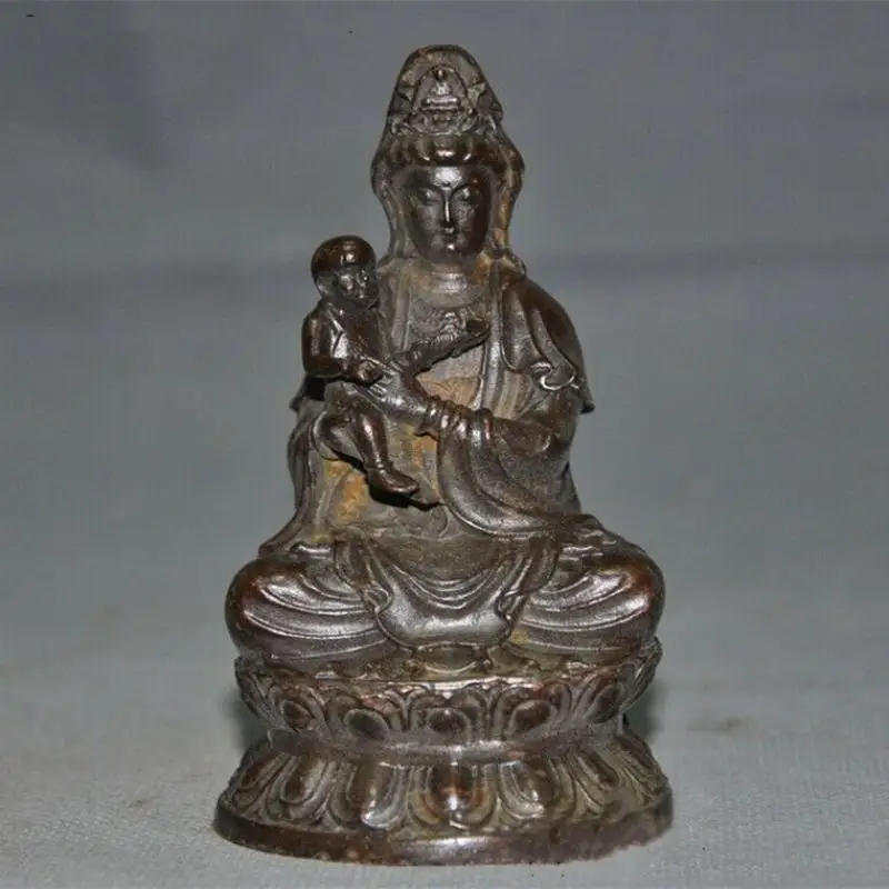 

Old Chinese Buddhism Bronze Kwan-Yin Guanyin Bodhisattva Goddess Buddha Statue Collection Ornaments Statues for Decoration