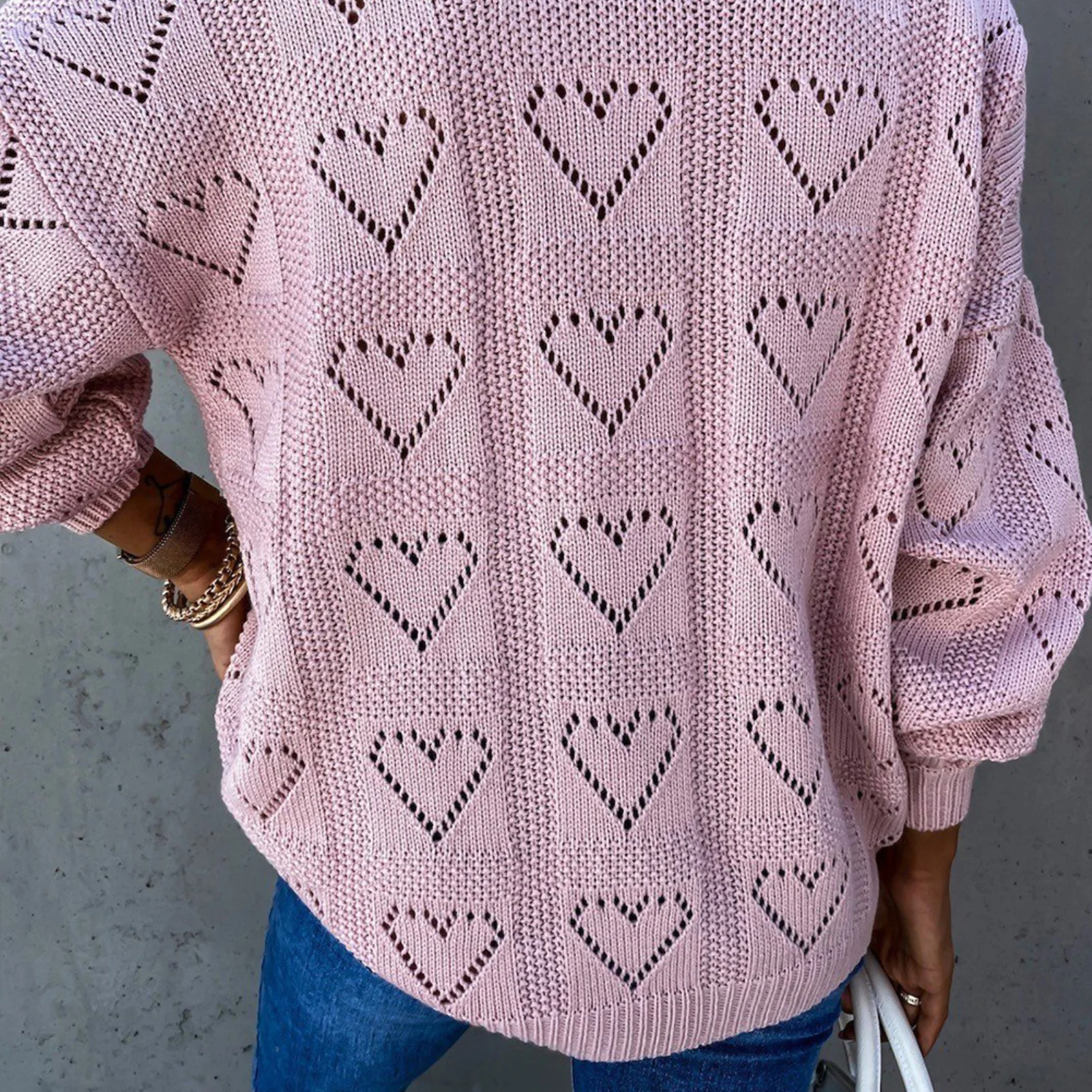 Hollow Crochet Sweater Women Autumn Winter Love Heart Loose Knitwear  Women\'s Clothing кофта женская pull femme 2023