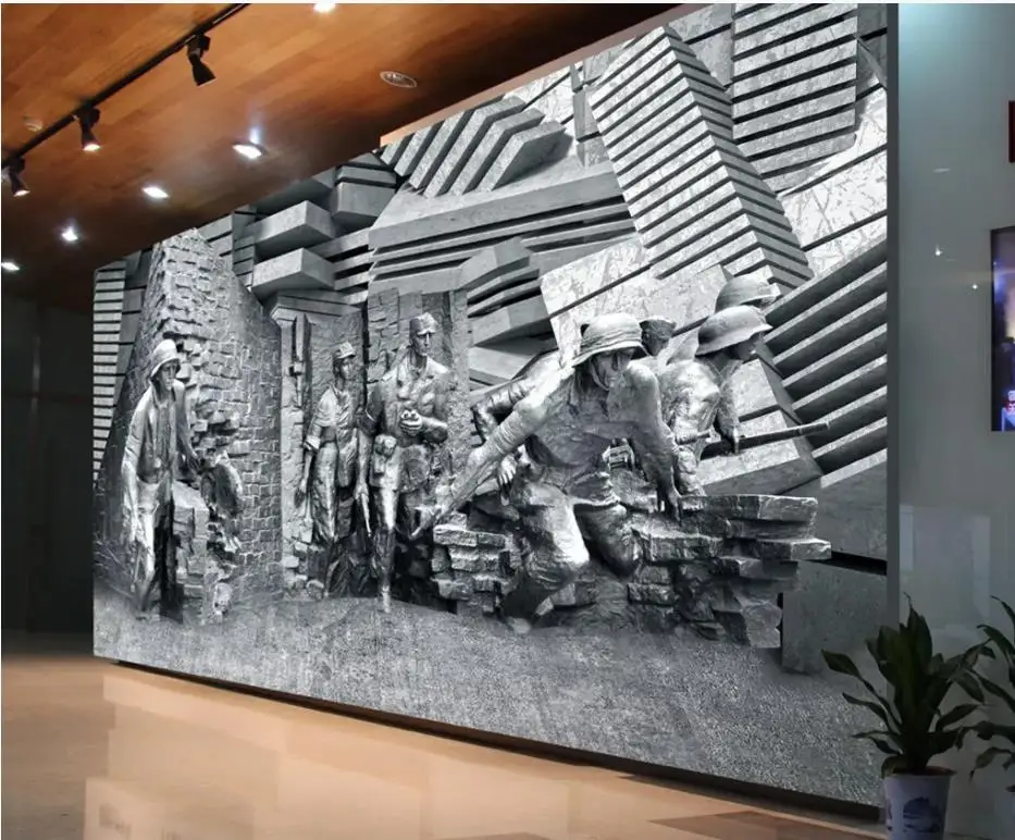 Home Decor Living Room Wall Covering War history figures sculpture background wall painting Custom 3d Mural Wallpaper