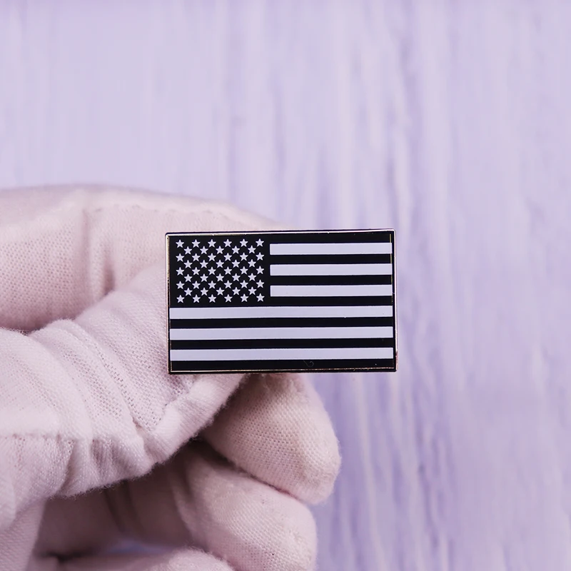 Black USA Flag Enamel Pin American Military Symbol Emblem Badge