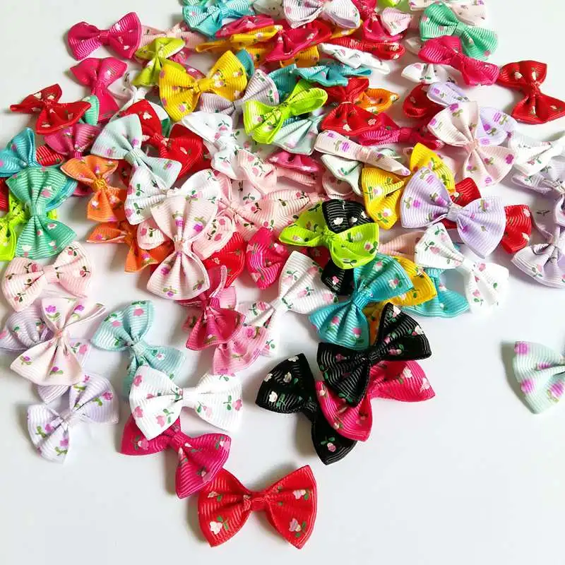 50PCS/lot Party Wedding Ribbons Bow Satin Applique DIY Arts Beautiful Bowknot Tie Gifts Box Accessories