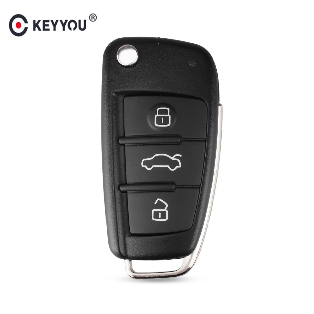 

KEYYOU 3 Button Folding Remote Flip Car Key Case Shell Fob For Audi A2 A3 A4 A6 A6L A8 Q7 TT Key Fob Case Replacement