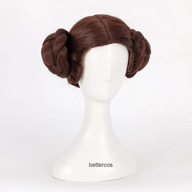 Princess Leia Organa Solo Cosplay Wig Short Brown Heat Resistant Synthetic Hair Wig + Wig Cap