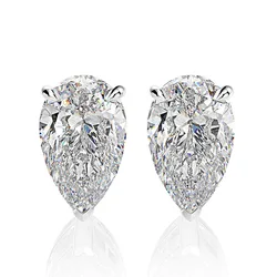 KNRIQUEN Pear 5*8 Simulate Moissanite Gemstone Ear Studs White Gold 100% 925 Sterling Silver Earrings Fine Jewelry Wholesale