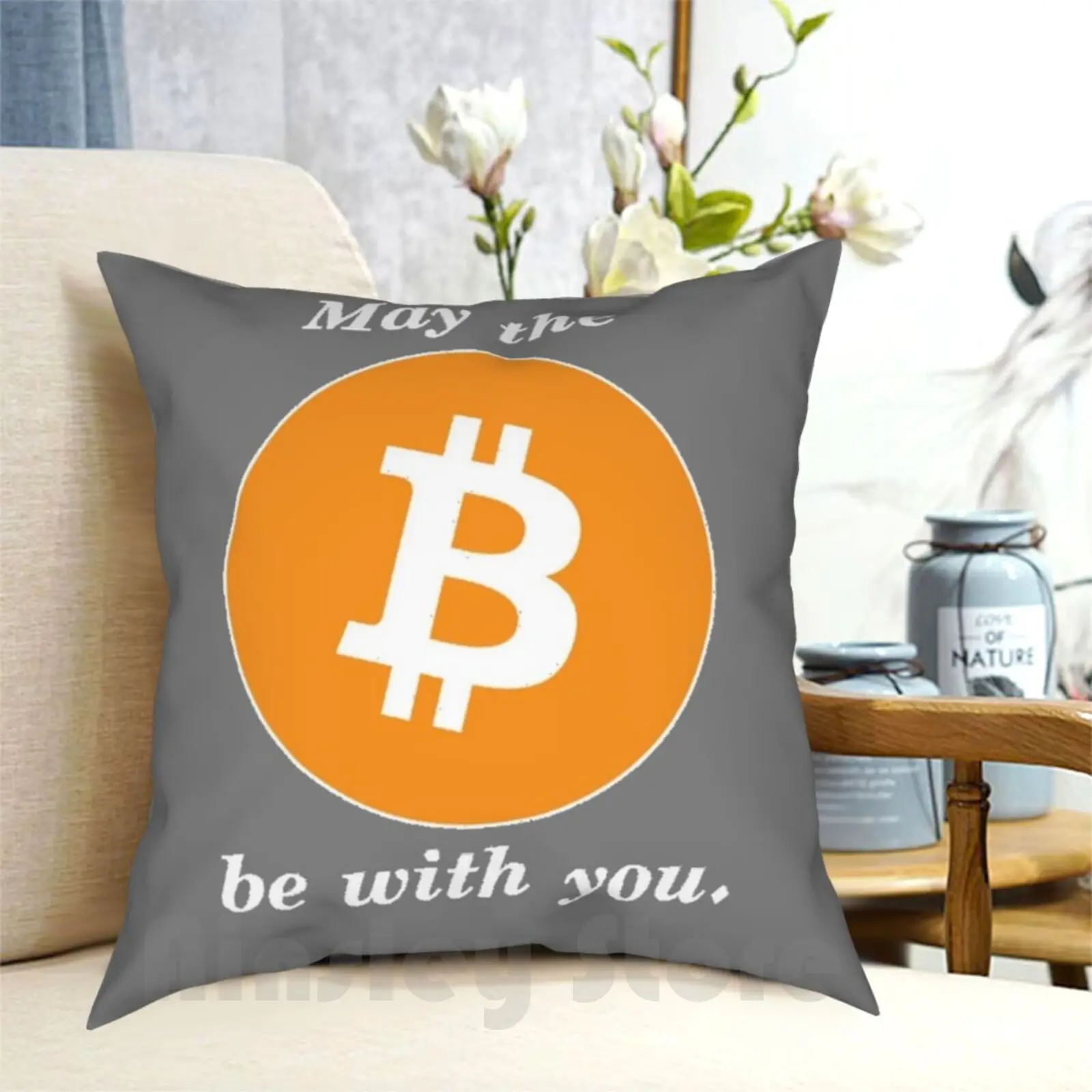 Bitcoin Force Pillow Case Printed Home Soft DIY Pillow Cover Bitcoin Crypto Cryptocurencies Cryptocurency Ethereum Litecoin