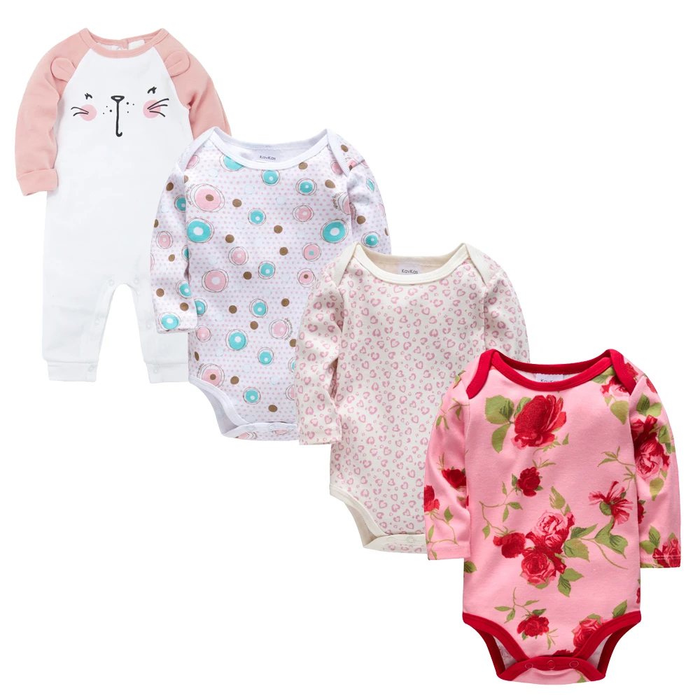 

4pcs/lot Baby Girl Clothes Set Breathable roupas de bebe Clothing Cotton Full Sleeve Body bebe set Baby