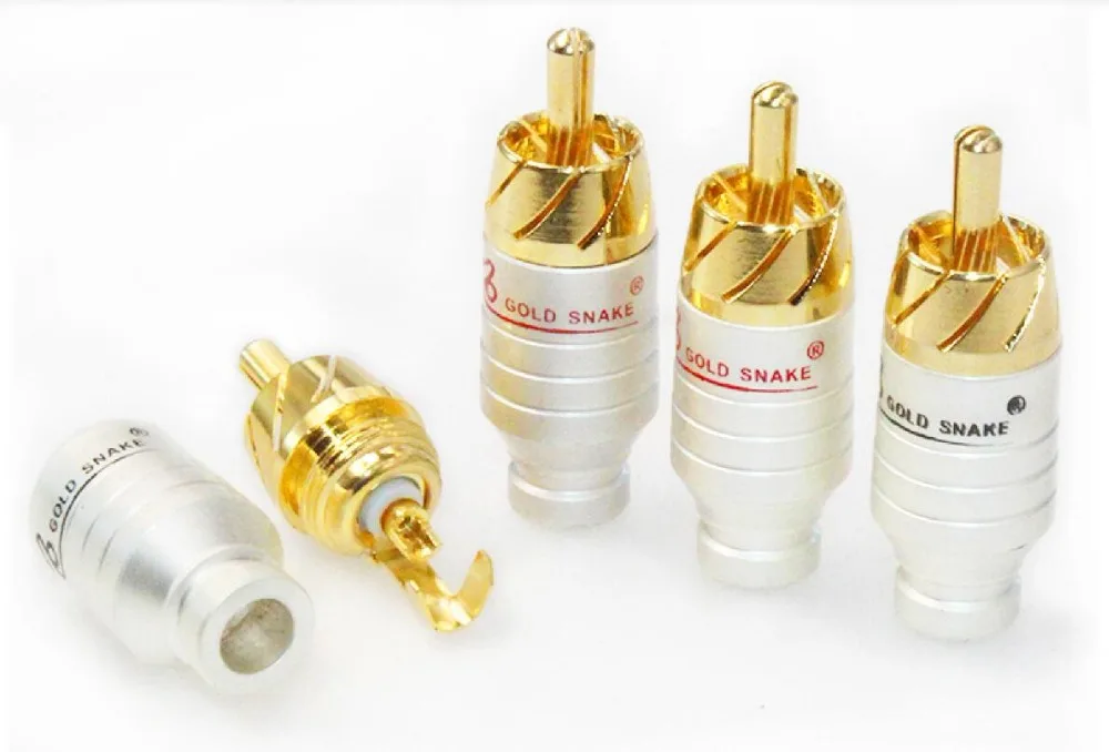 4 buah solder kuningan hifi audio video colokan RCA konektor kabel interkoneksi colokan audio soket rca
