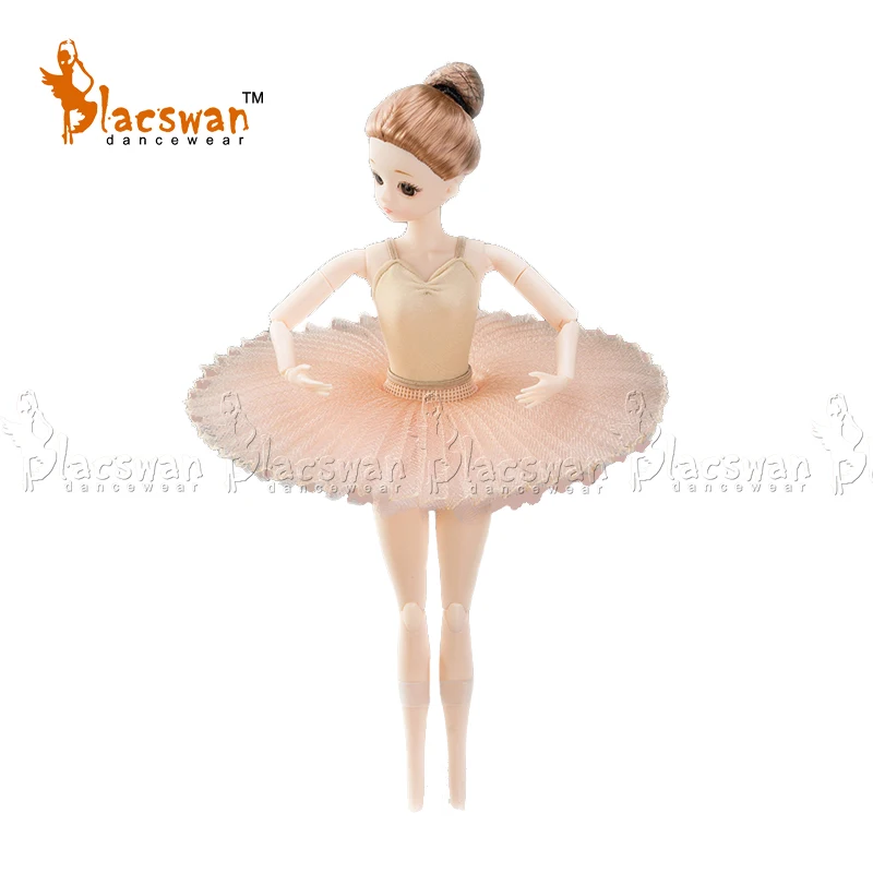 

Practising Ballerina Doll in Salmon Pink Professional Pancake Tutu Skirt 6 layer Pleated Tulle 12" tall Girls Birthday Gift AC23