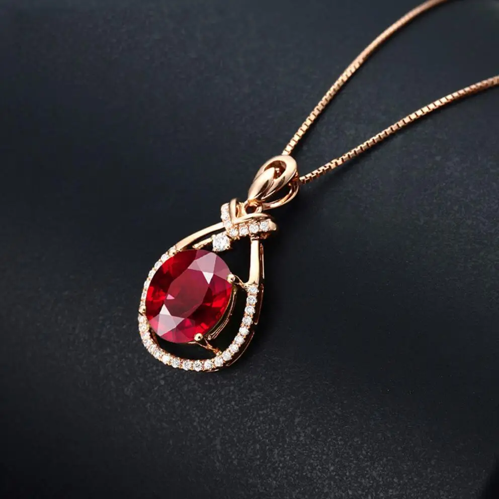 KOFSAC New Fashion 925 Sterling Silver Necklaces For Women Jewelry Zircon Red Water Drop Pendant Female Engagement Accessories