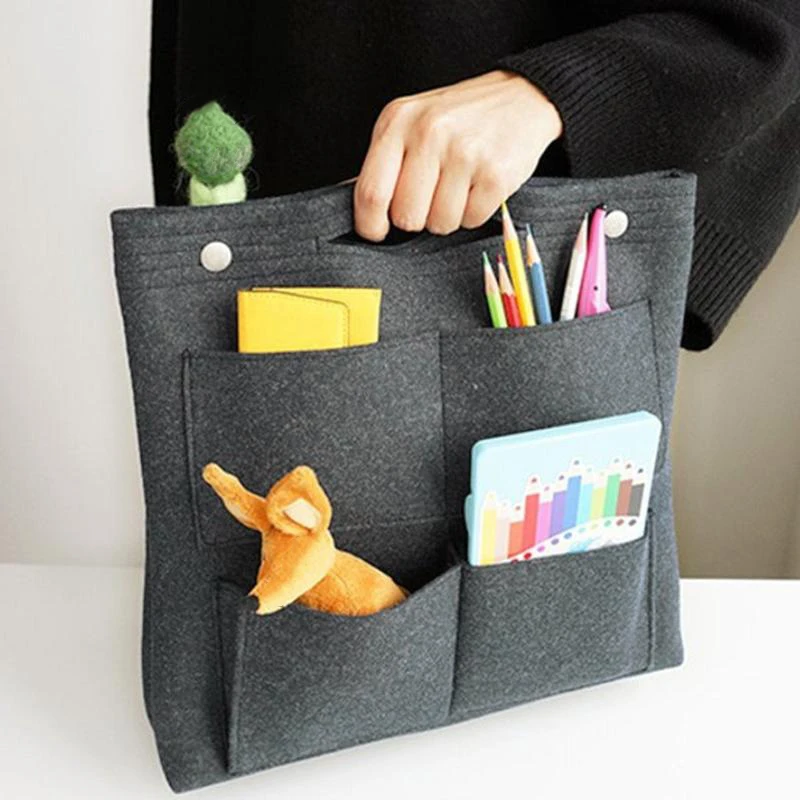 New Felt Insert Storage Bag Multi Pocket Travel Cosmetic Toiletry Bags Liner Bags For Tote & Handbag Women\'s Makeup Organizer