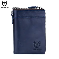 Bullcaptain Vintage deri toka cüzdan bozuk para cüzdanı cüzdan kartı erkek cüzdan Cartera Hombre erkek çanta RFID tutucu