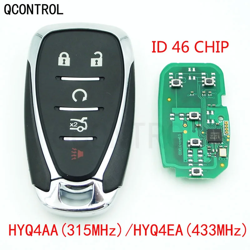 

QCONTROL 5 Buttons Car Remote Smart Key ID46 for Chevrolet Camaro Equinox Cruze Malibu Spark 315/433MHz HYQ4AA HYQ4EA