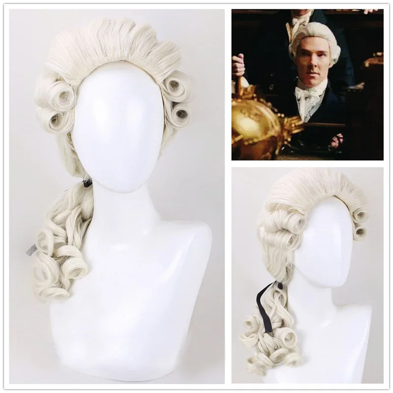 Beige Lawyer Judge Pianist Music Performance Wig Cosplay Baroque Curly Colonial Historical Costume Wig Halloween Cosplay Props