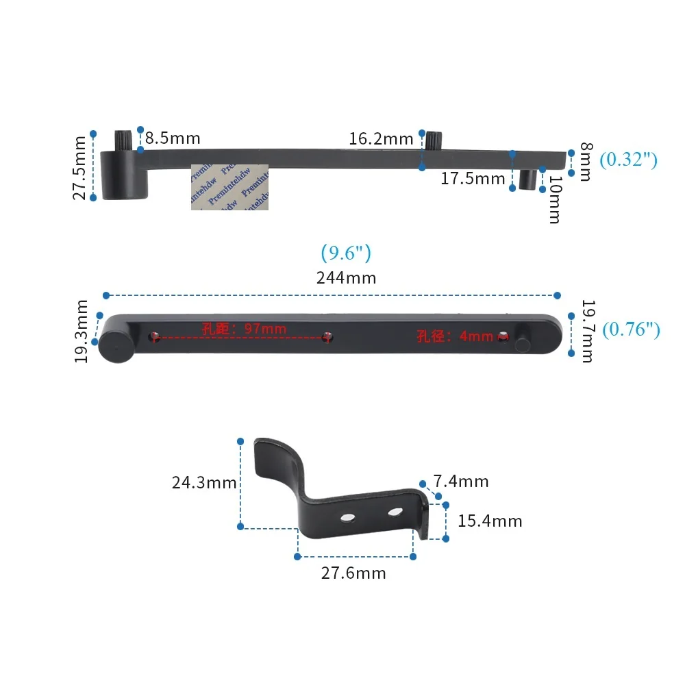 2Pairs  White Black Plastic Track Rail For Conceal Flap Pocket Door Cupboard Book Display Storage Cabinet