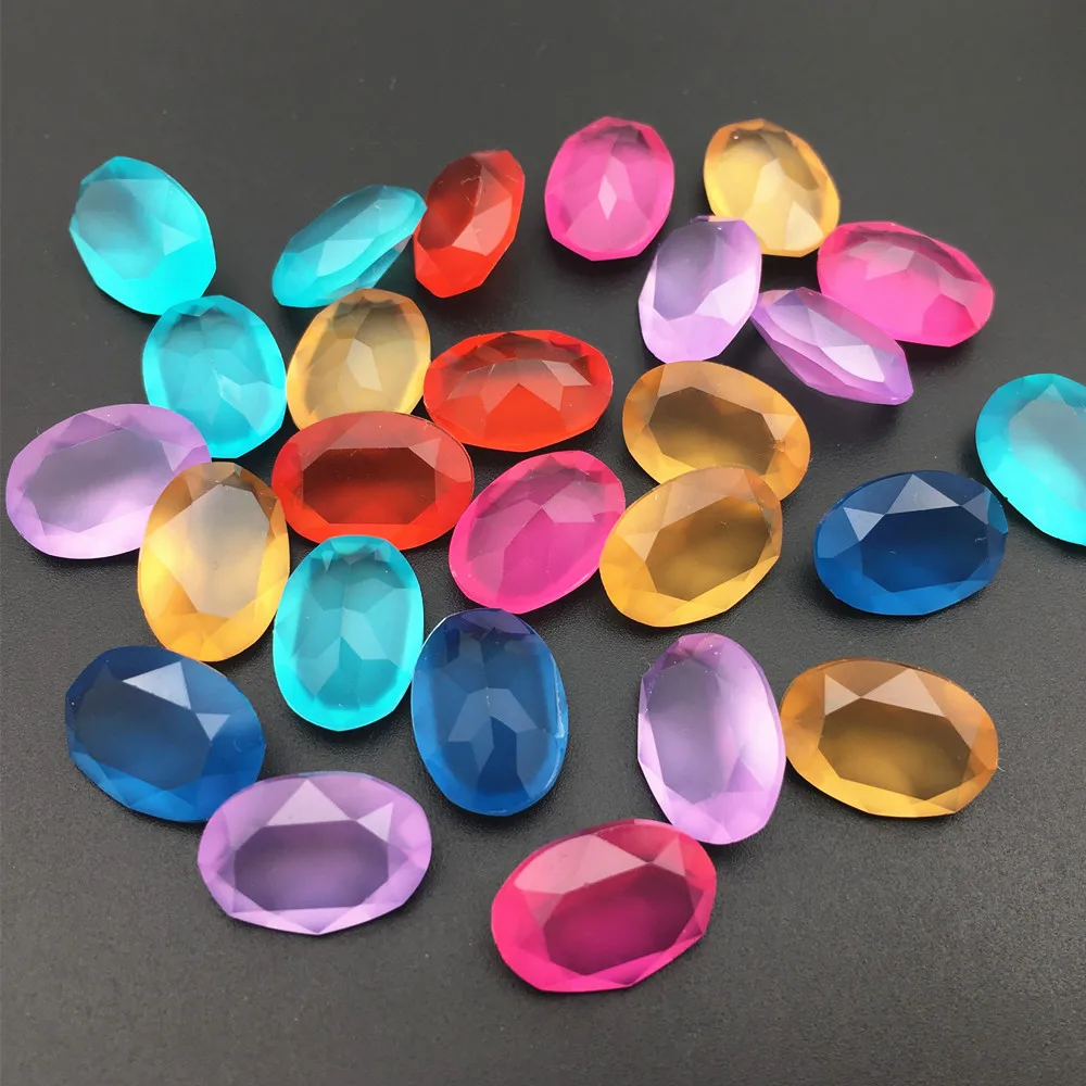 10x14mm Oval Rhinestones Glazed Color Resin Rhinestone Pointback Transparent Fancy Crystal For Phone DIY Hair Accessories