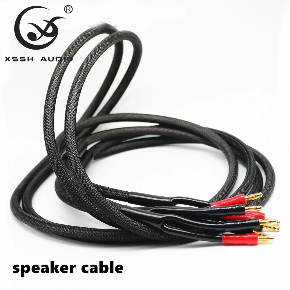 1 Pair XSSH HIFI Audio & Video Cord Oxyacid Free Copper OFC Audio Amplifier Core Wire With Banana Plug Connector Speaker Cable