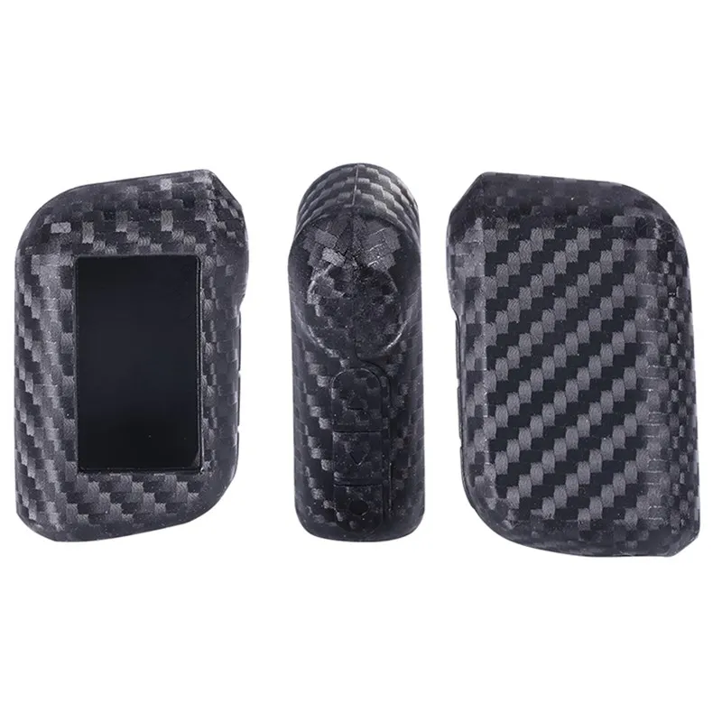 Carbon Fiber Silicone Car Key Case For Starline A39 A36 A63 A93 Two Way Car Alarm LCD Remote Controller Fob Cover KeyChain Prote