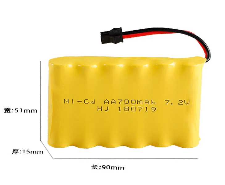 2 pçs/lote 7.2v 700mah AA NI-CD Bateria Para brinquedos elétricos carro Telerobot barco Tanque de controle Remoto