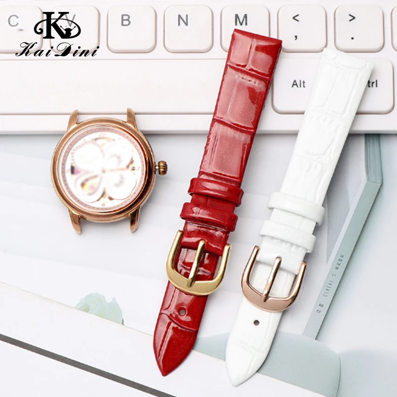 14mm 16mm Female Leather Watch With Pin Buckle Is Suitable for Casio for Longines/Guess/Solvil et Titus Bright Leather Bracelet