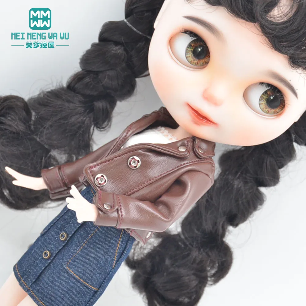 Blyth clothes New fashion leather jacket Red, silver, brown, black  for 28-30cm Azone 1/6 doll accessories