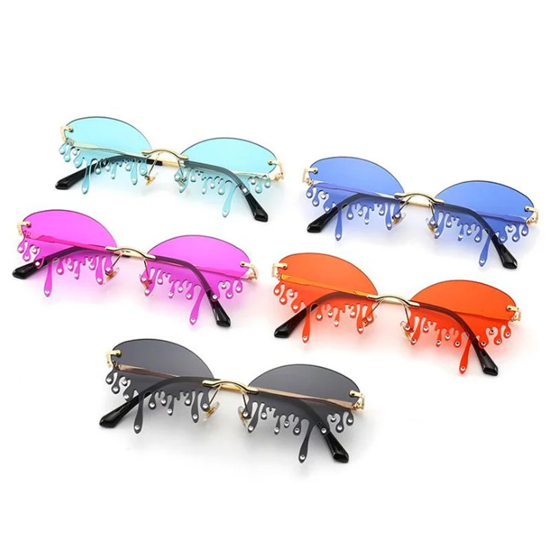 Fashion Exaggeration Tears Sunglasses Rimless Unisex Sun Glasses Funny Eyeglasses Masquerade Party Halloween Spectacles A++