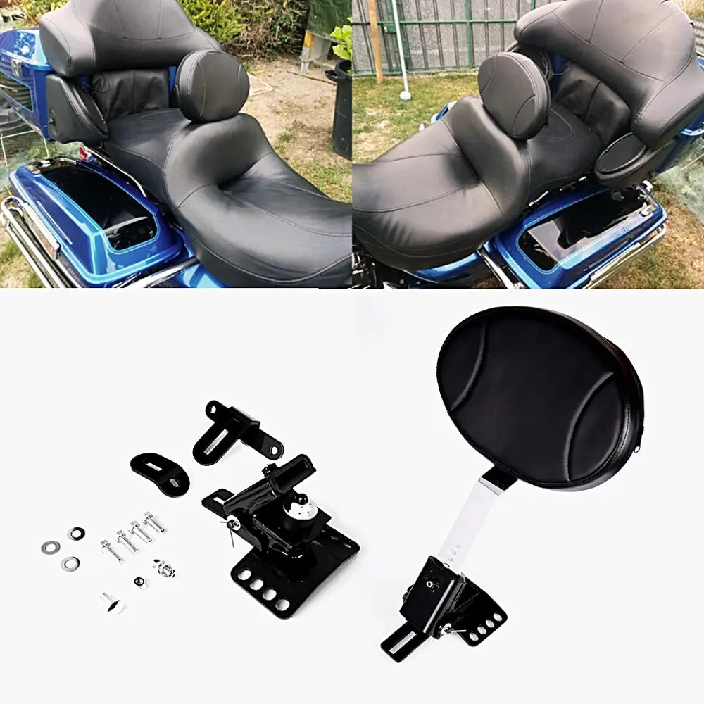 Motorcycle Adjustable New Plug In Driver Rider Seat Backrest Kit For Harley Touring Electra Road Street Glide Road King 97-17 16