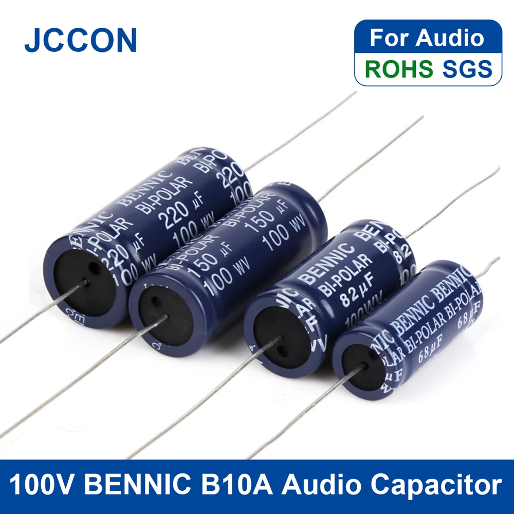 1Pcs B10A 100V Superior Capacitor Horizontal Electrolytic Capacitor Speaker Frequency-Divided Audio Capacitor Audiophile