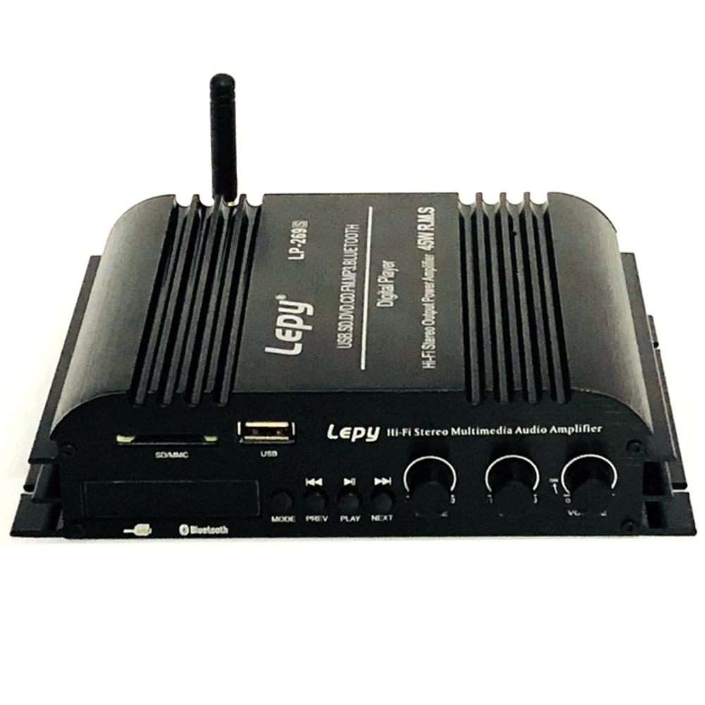 Bluetoothカーhifiアンプデジタルプレーヤー2CH 45ワットホームマルチメディアステレオオーディオパワーアンプサポートsd usb fm MP3 dvd cd