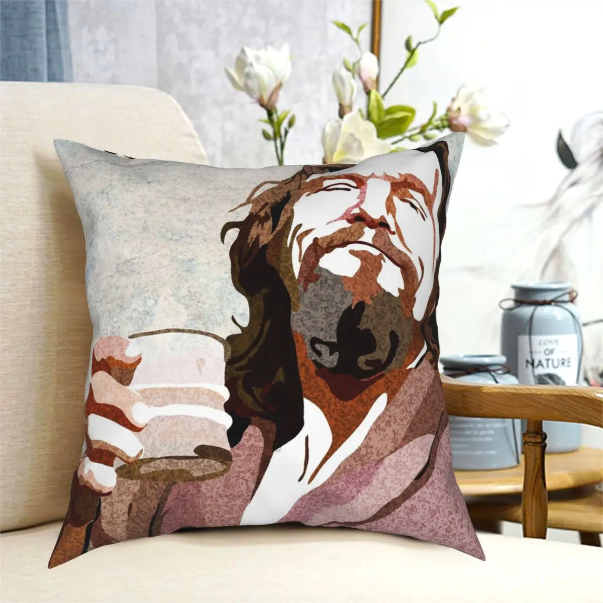 Big Lebowski DUDE Portrait Square Pillowcase Polyester Creative Zip Decorative Pillow Case for Bed Cushion Cover