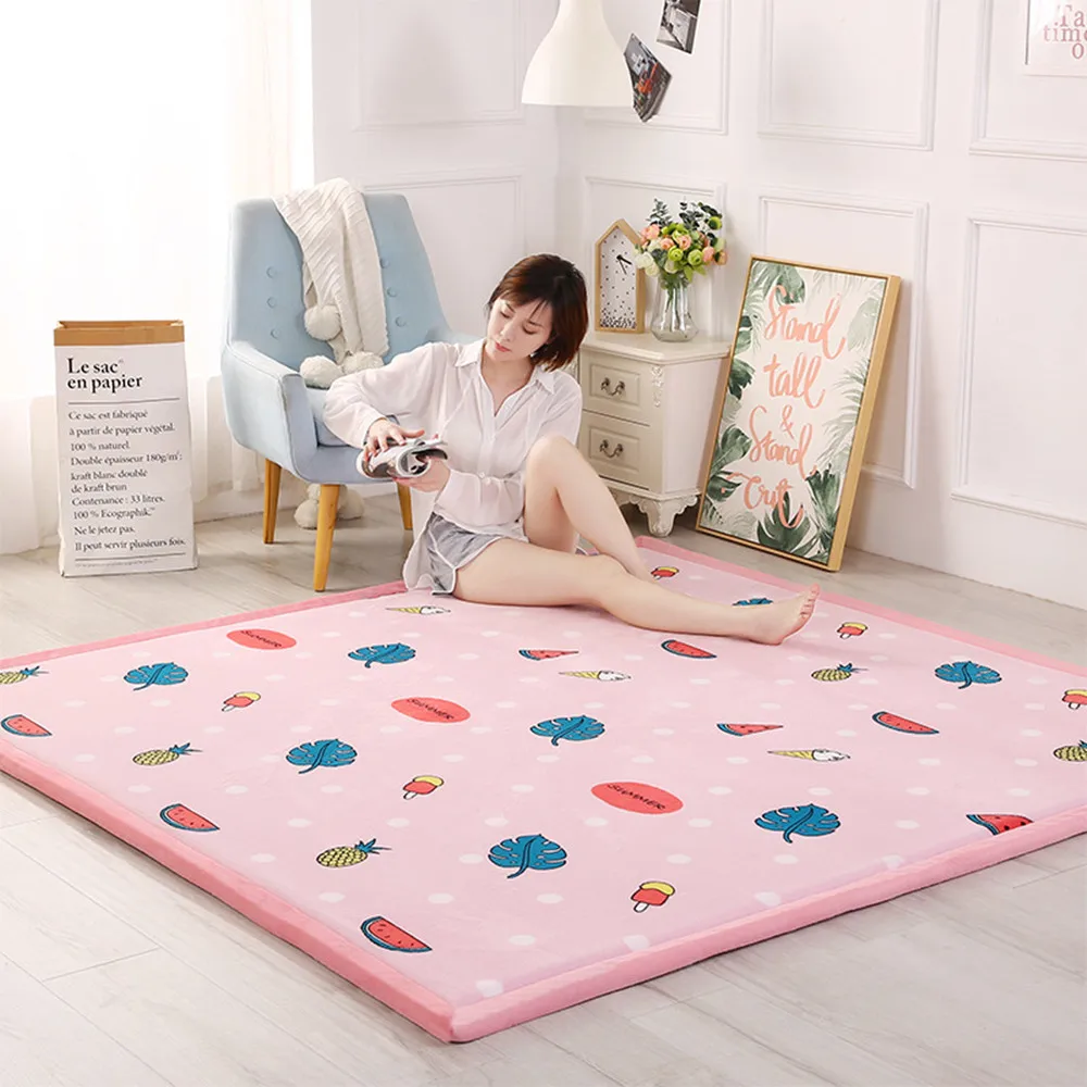 3CM Coral Fleece Thickened Tatami Mats Kids Room Crawl Area Rugs Child Bedroom Climbed Play Carpets Custom Home Large Floor Rug