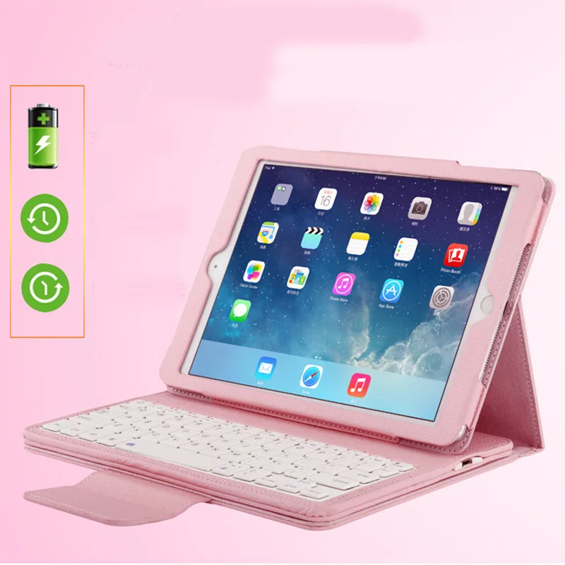 

Keyboard Case for Apple iPad ，Folding PU Folio Cover with Removable Bluetooth Wireless Keyboard for iPad Tablet