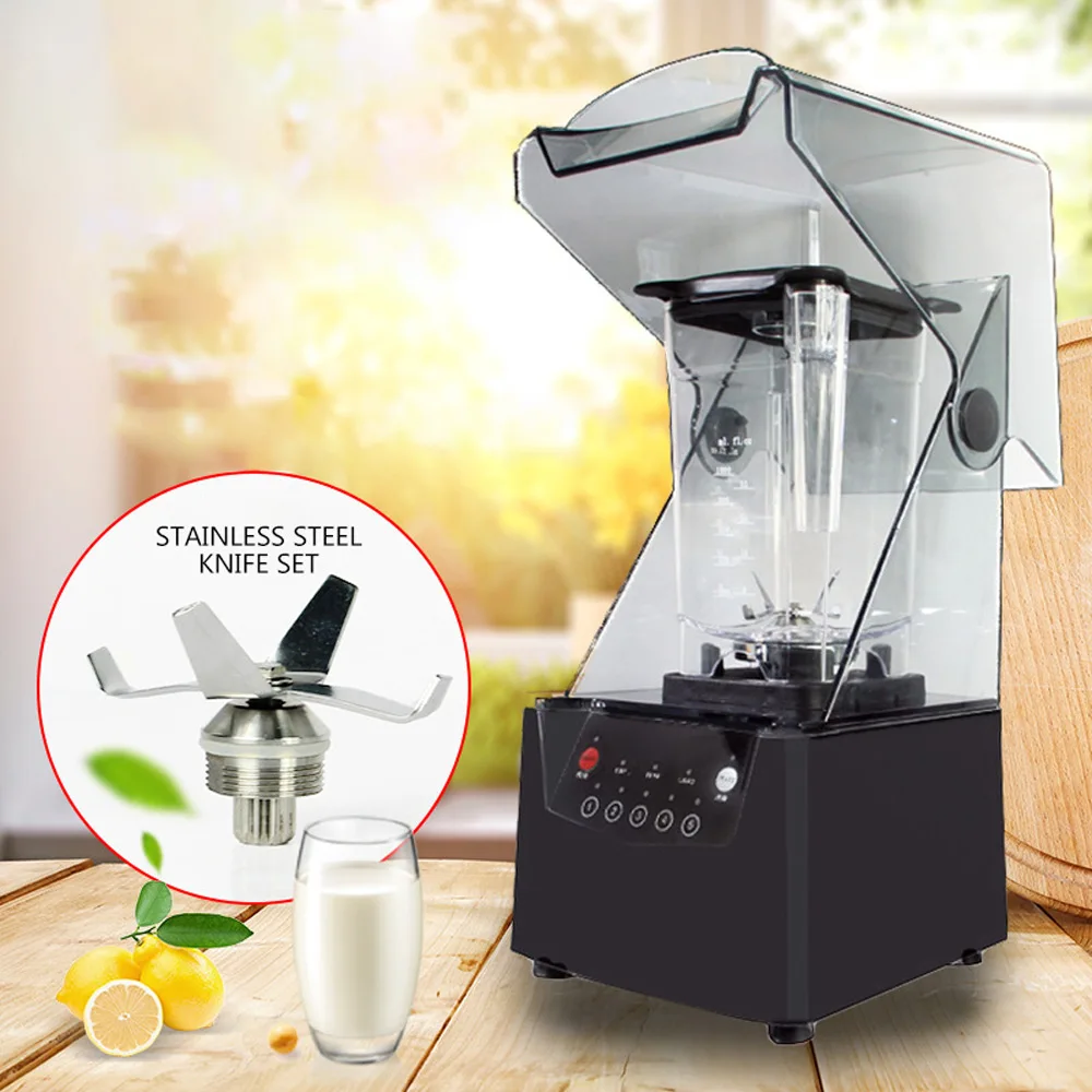 Commercial Blender Smoothie Machine With Cover Juicer Ice Crushed Machine Soy Milk Machine Grains Electric Blender Juicer