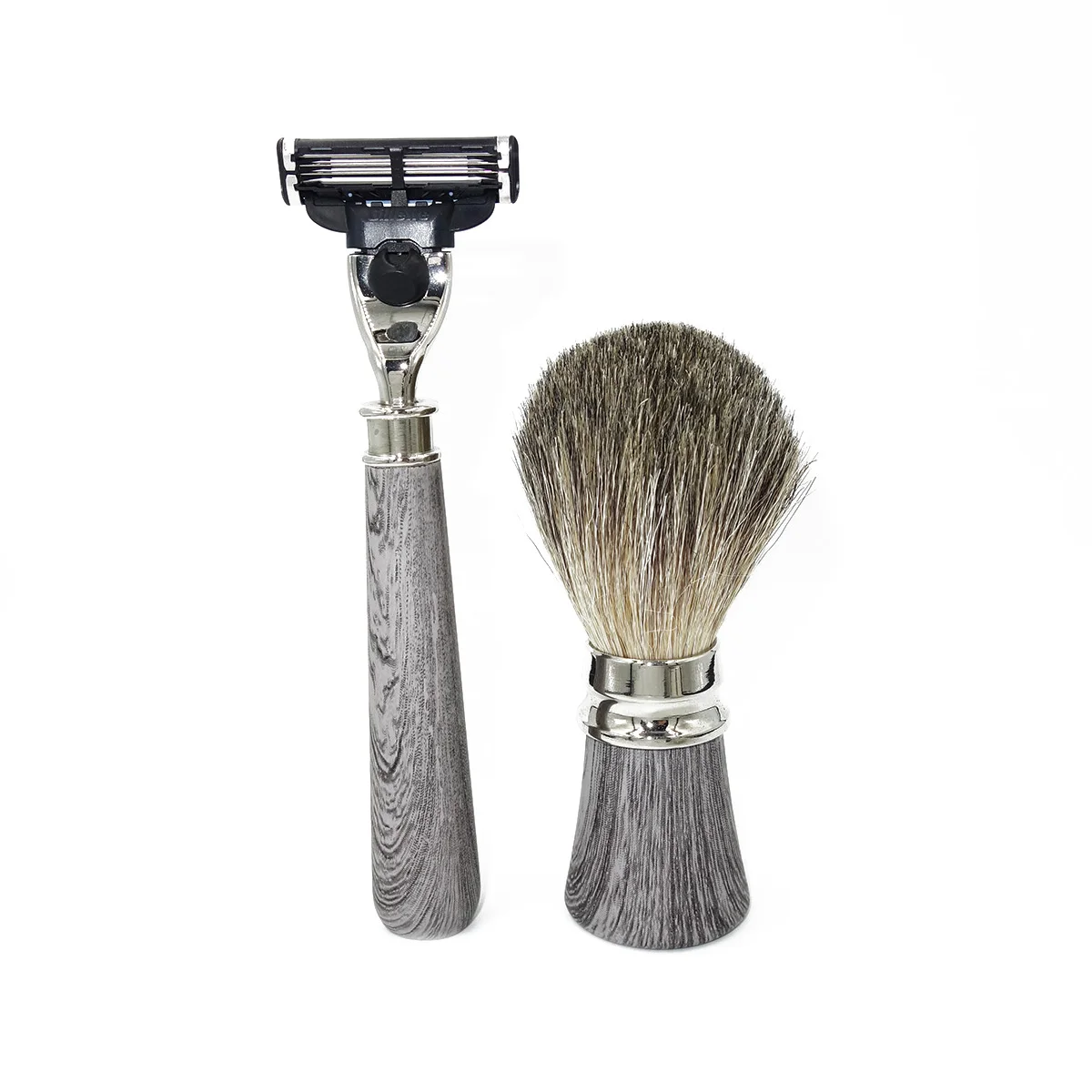 

Набор кистей для бритья для мужчин, натуральный чистый барсук, акриловые ручки с текстурой древесины, подарок для ухода
