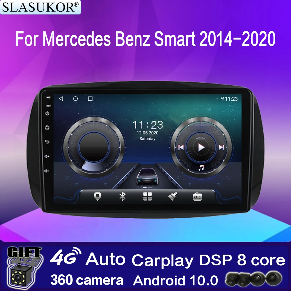 9” For Mercedes Smart Fortwo 2014-2020 car radio  android 10 Auto Multimedia GPS Track Carplay Intelligent System Navigator