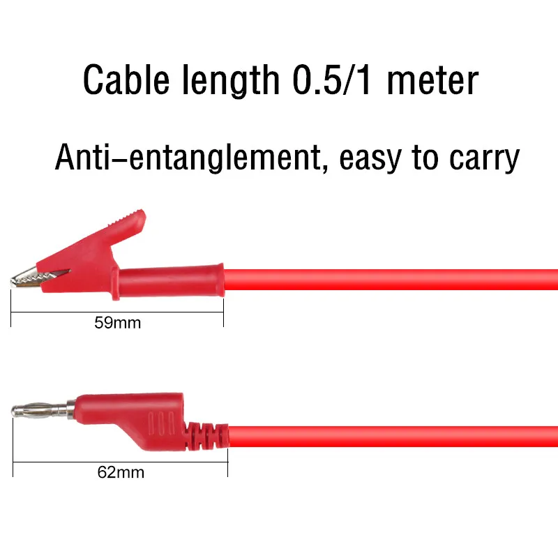 1PCS DCC power test line 4mm banana plug cord 0.5/1 meter power test line(Random Color)