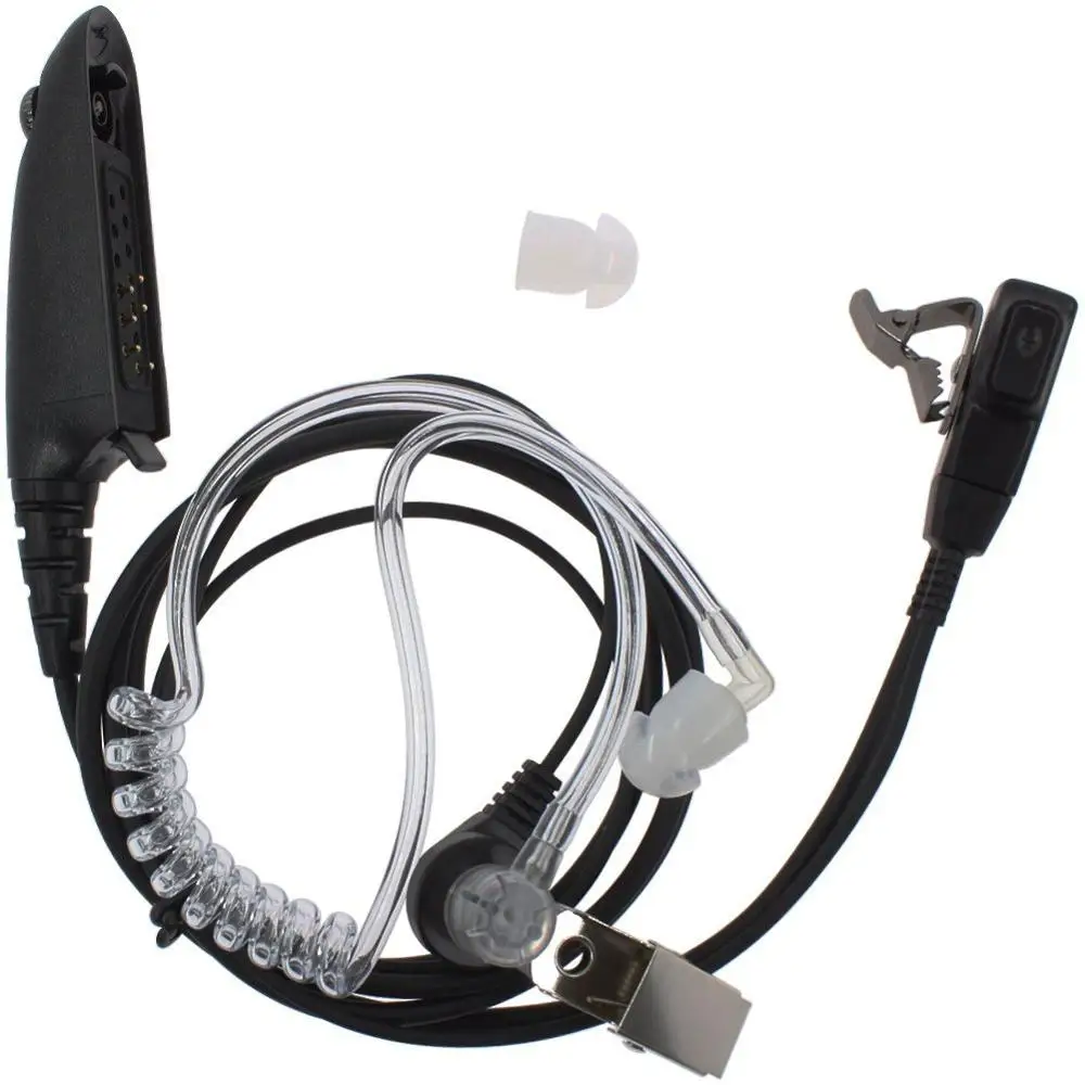 Auricular PTT acústico de aire de 2 cables para Motorola GP328, GP338, GP329, GP339, GP340, GP360, GP380 con tubo de aire de micrófono para auriculares