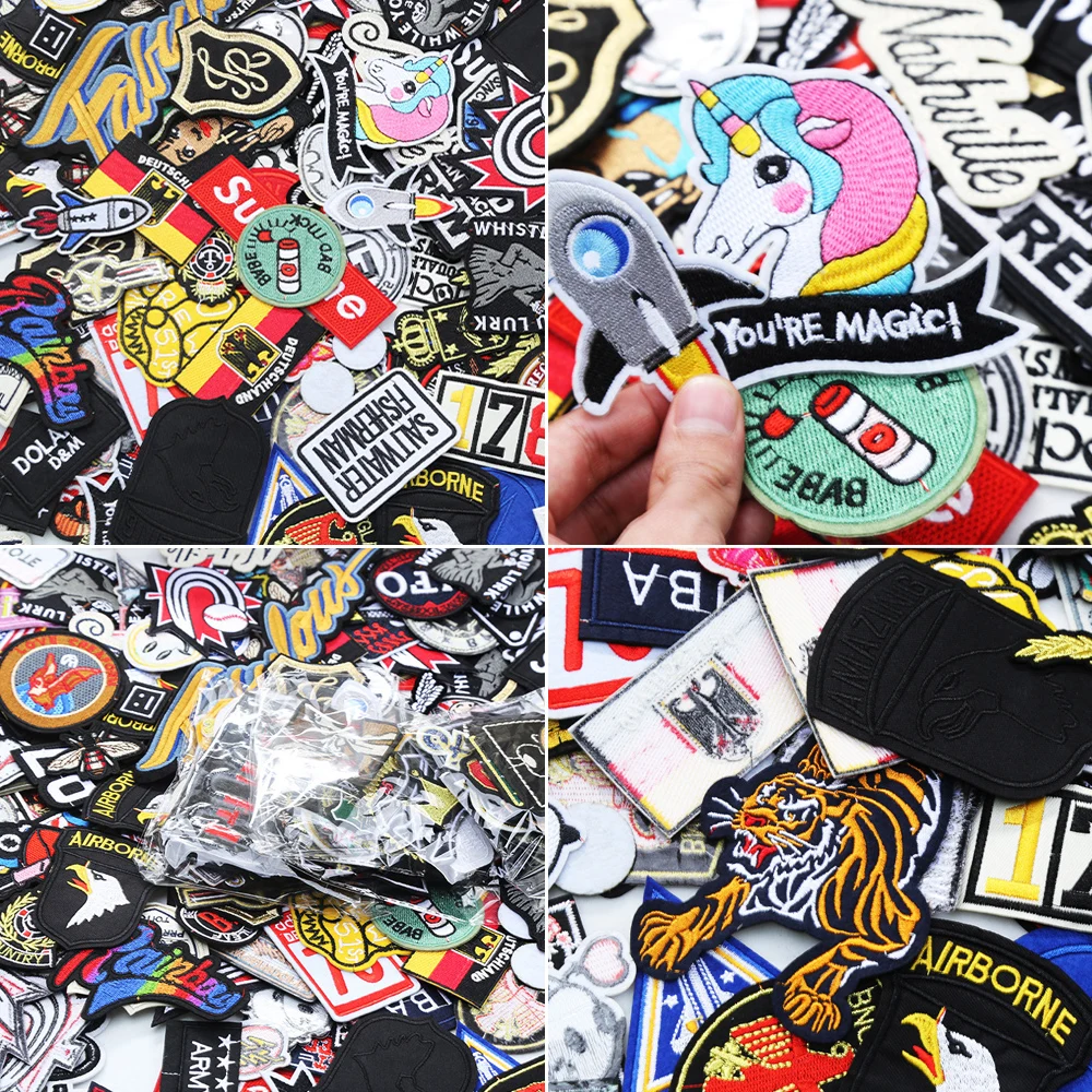 30Pcs Wholesale Mix Size Random Iron On Clothes Patches Embroidered Badge For Clothing DIY Accessory