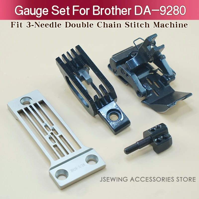 

Gauge Set For Brother DA-9280 Industrial 3-Needle Feed off the Arm Double Chain Stitch Sewing Machine Parts Thin Heavy Fabric