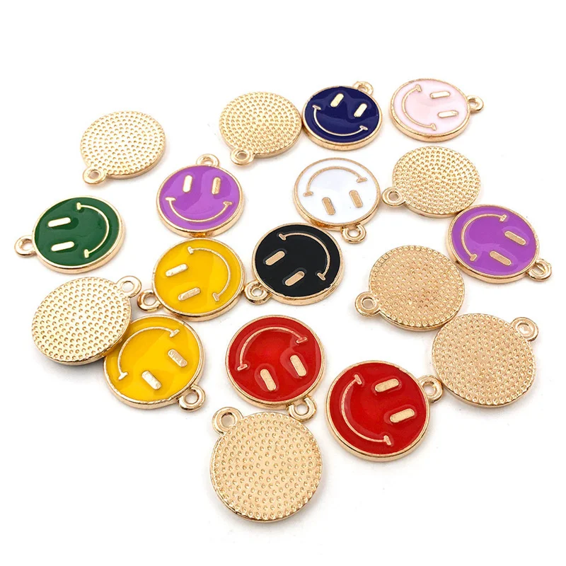 10Pcs Trendy Lovely Colorful Smile Face Pendant  Charm For Making Necklace Earrings Keychains Handmade Jewelry Accessories