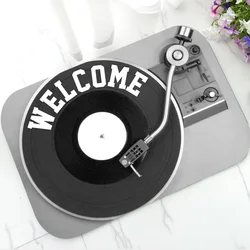 Funny Vinyl Record Player Welcome Door Mat for Bathroom Kitchen DJ Turntable Music Non Slip Doormat Floor Entry Rug Carpet Decor