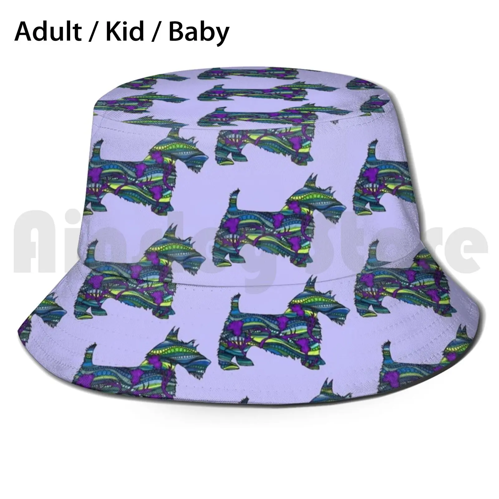 Thistle The Scottish Terrier Sun Hat Foldable UV Protection Scottie Scottish Terrier Dog Thistle Scotland Line Blue