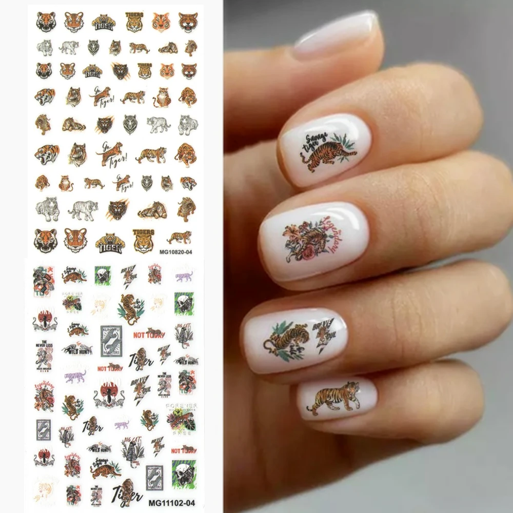 Newest  MG10820-04 Leopard tiger nail sticker 3d nail art sticker nail decal stamping export japan designs rhinestones