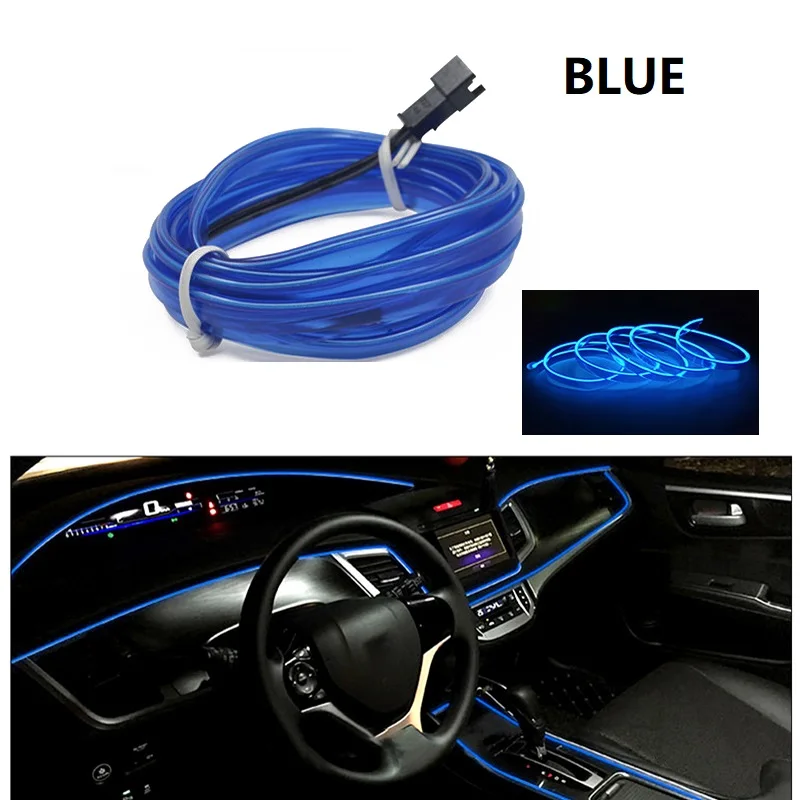 1M/3M/5M Car Interior Led Decorative Lamp EL Wiring Neon Strip For Auto DIY Flexible Ambient Light USB Party Atmosphere Diode