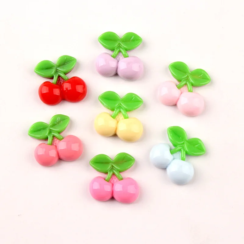 10pcs Kawaii Fruit Cherry Resin Miniature Food Art Supply Flatback Cabochon DIY Hair Bow Center Scrapbooking