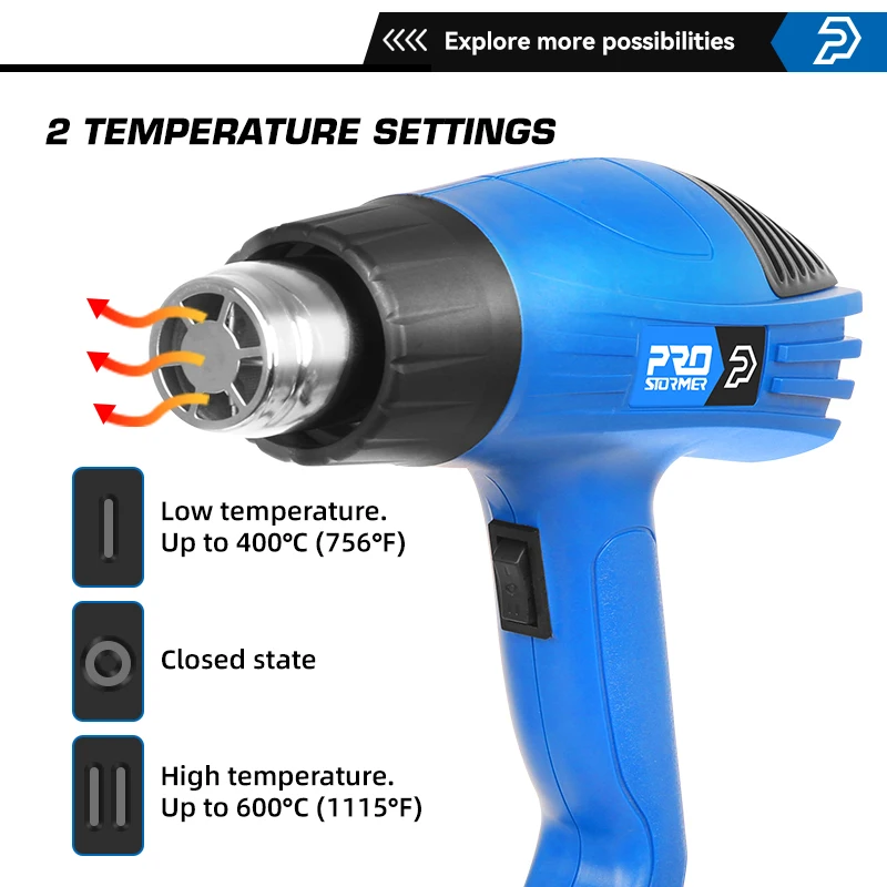 2000W Hot Air Gun 220V Temperature Adjustable Advanced Electric Heat Gun With Five Accessories Industrial Power Tool PROSTORMER